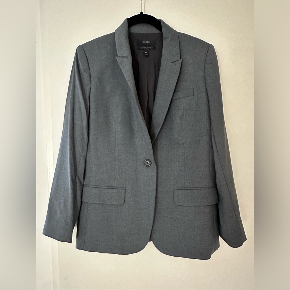 J.Crew Sidney Super 120s Wool blazer jacket suiting-12 tall-heather flannel grey